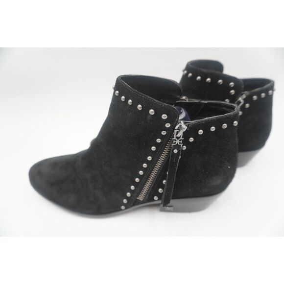 Sam Edelman Paola Black Studded Suede Almond Toe Embellished Leather Boots Siz11 - Picture 1 of 7